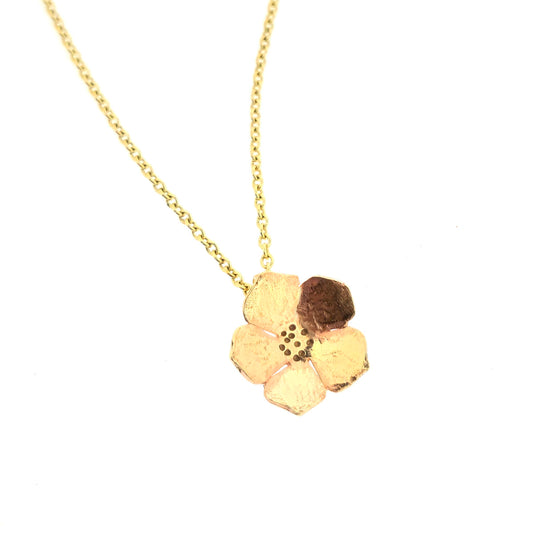 9ct yellow gold Blossom flower pendant necklace