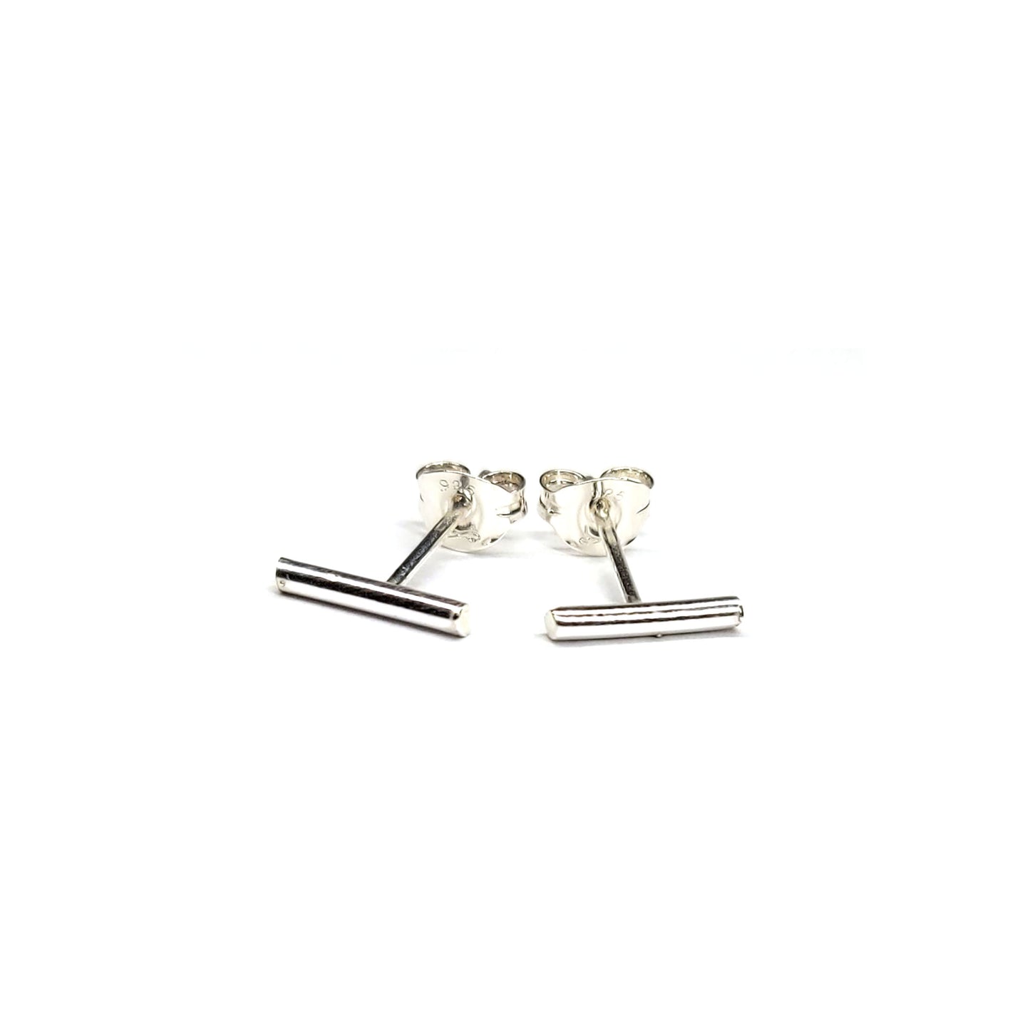 Silver bar stud earrings and butterflies