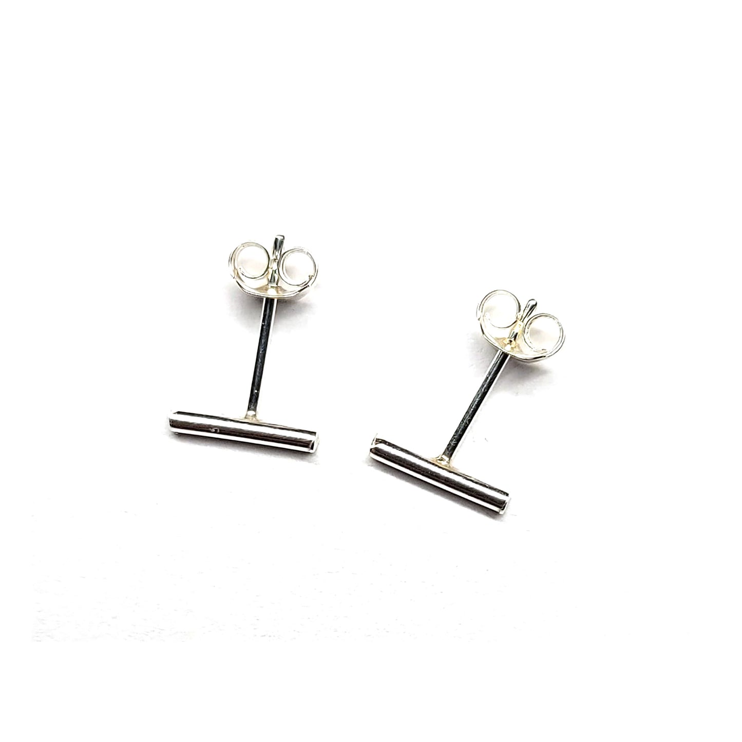 Silver bar stud earrings and butterflies