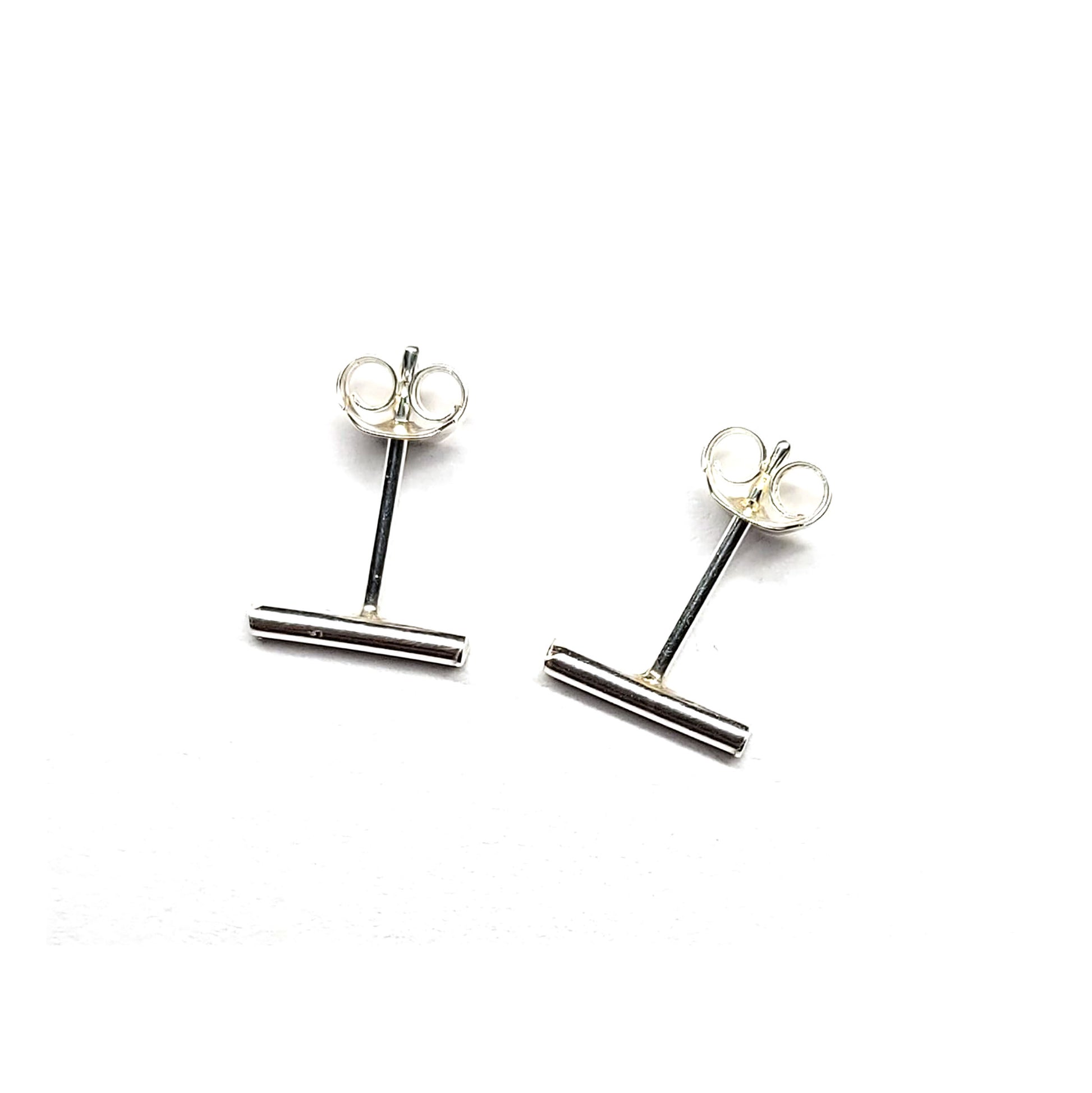 Silver bar stud earrings and butterflies