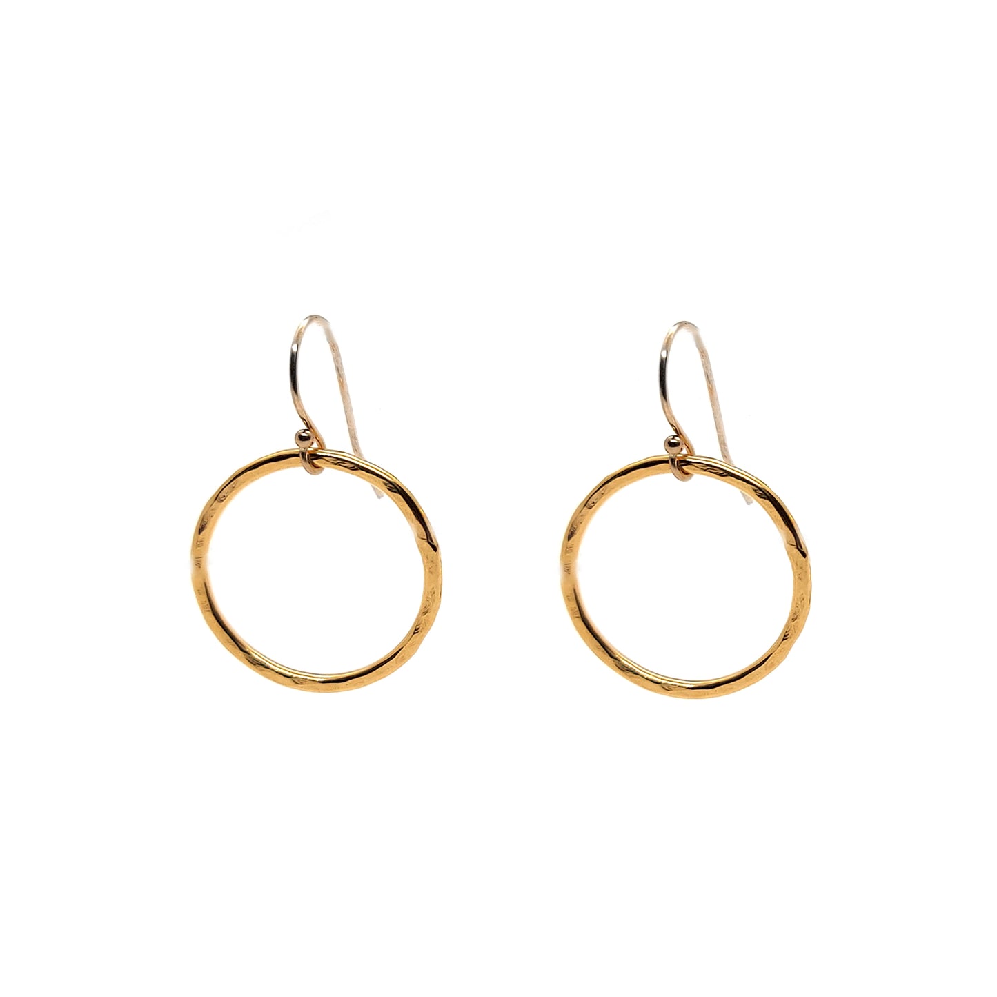 Yellow gold vermeil circle drop earrings. Large
