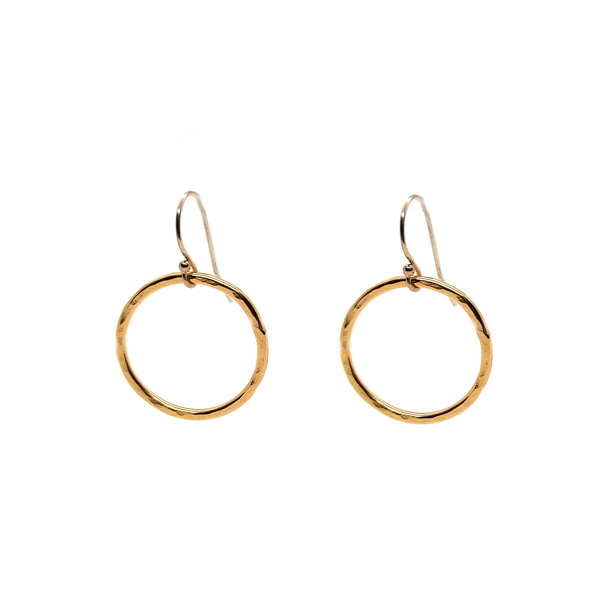 Yellow gold vermeil circle drop earrings. Large