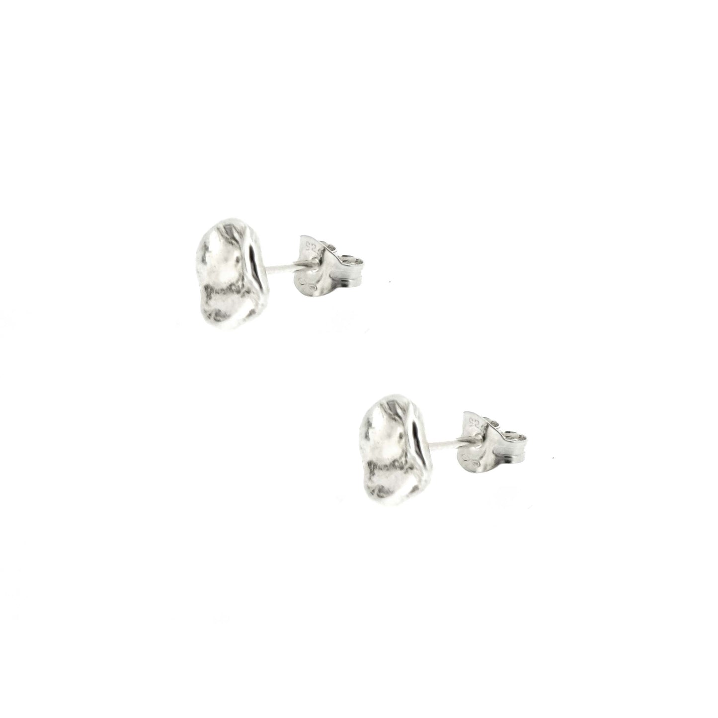 Silver round textured stud earrings
