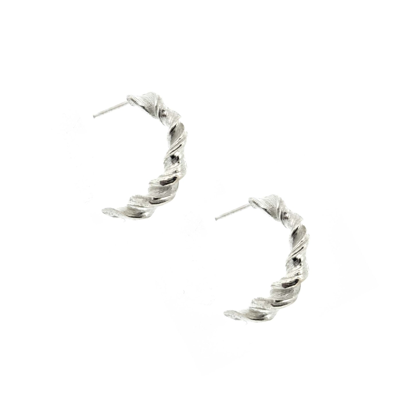 Silver twist half hoop earrings