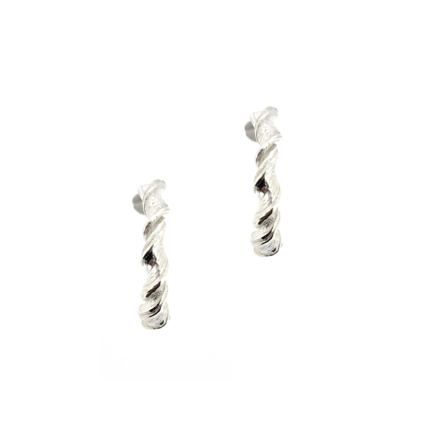 Silver twist half hoop earrings