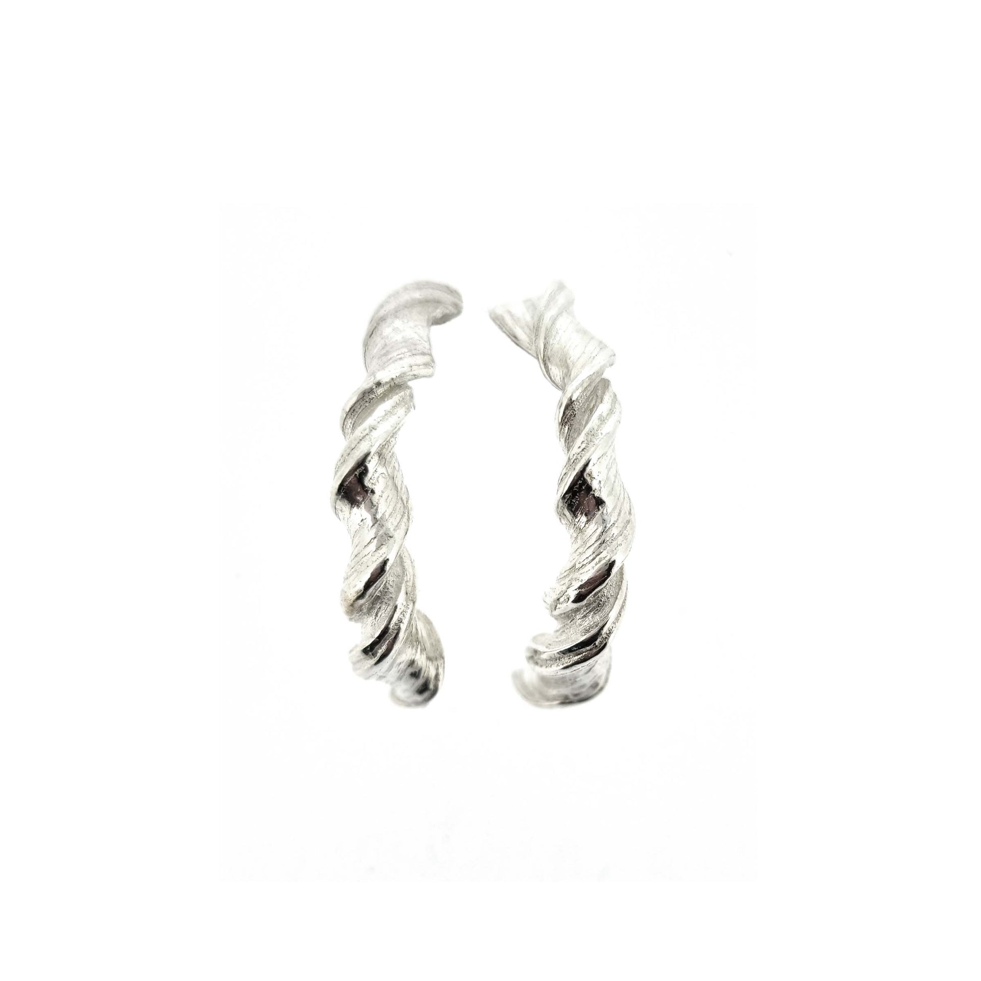 Silver twist half hoop earrings