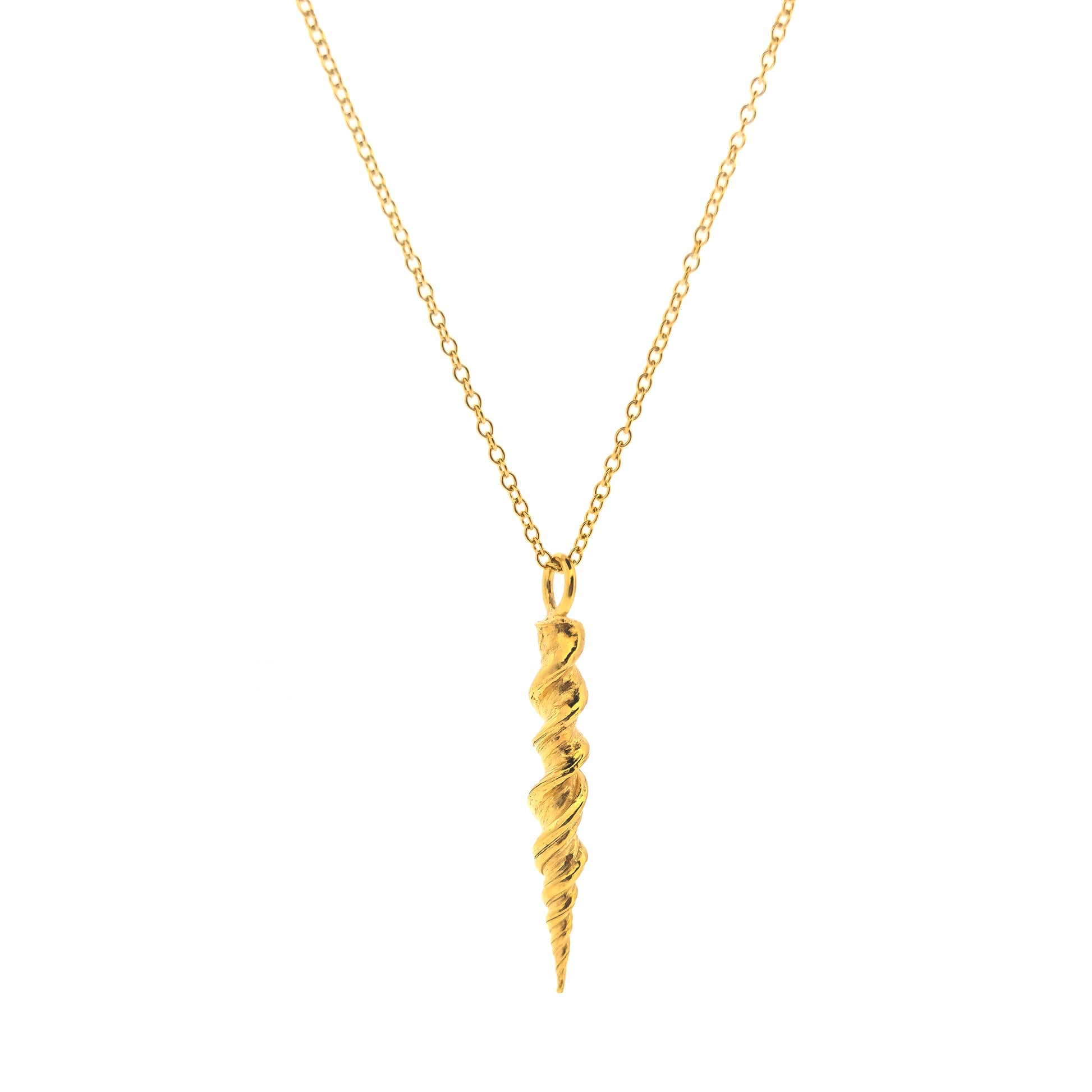 Yellow gold vermeil twist pendant on a yellow gold vermeil chain.