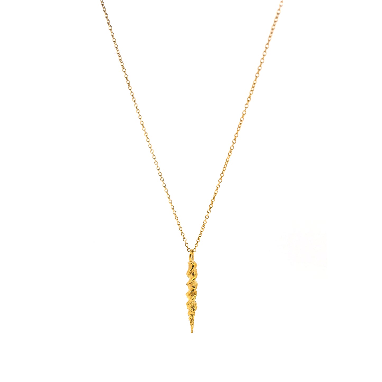 Yellow gold vermeil twist pendant on a yellow gold vermeil chain.