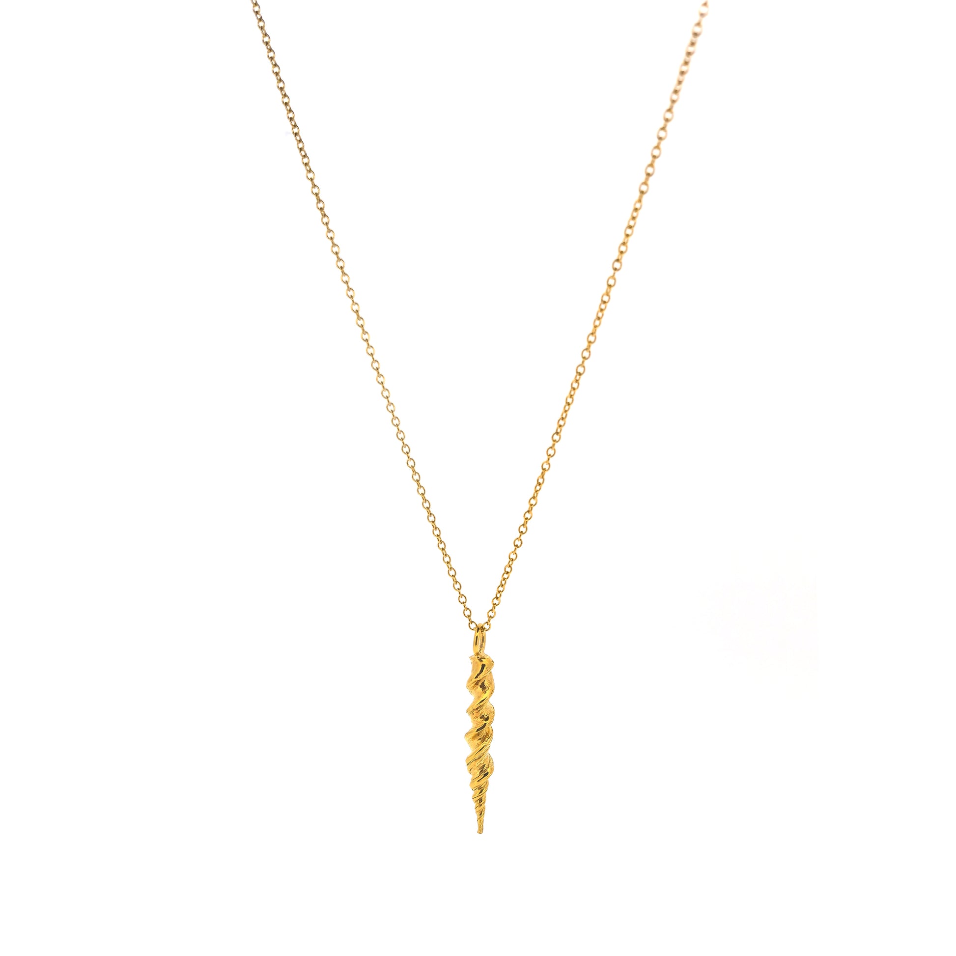 Yellow gold vermeil twist pendant on a yellow gold vermeil chain.