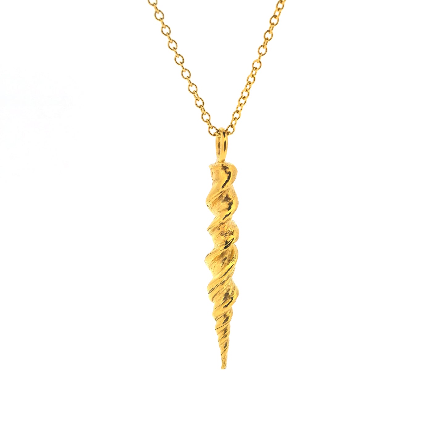 Yellow gold vermeil twist pendant on a yellow gold vermeil chain.