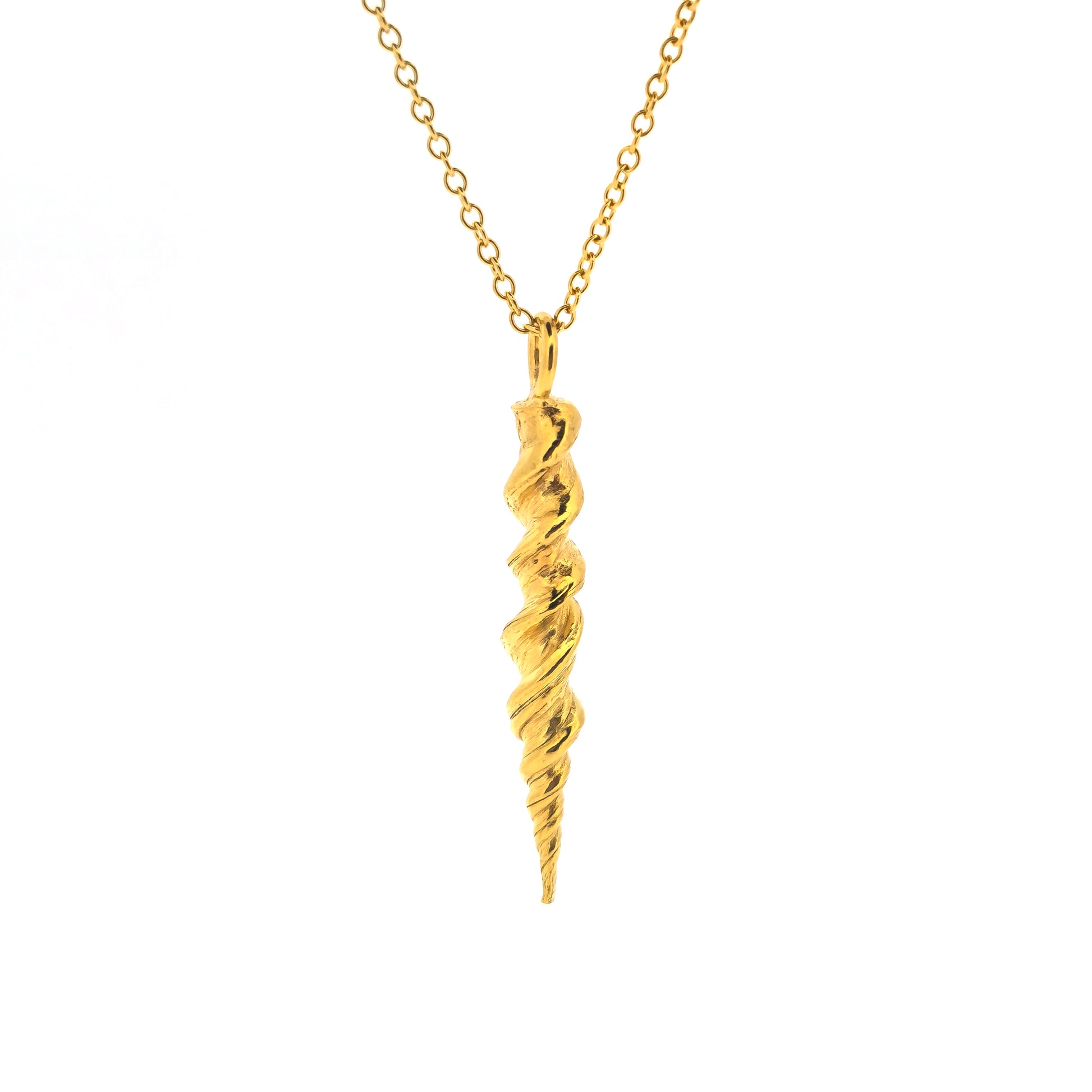 Yellow gold vermeil twist pendant on a yellow gold vermeil chain.