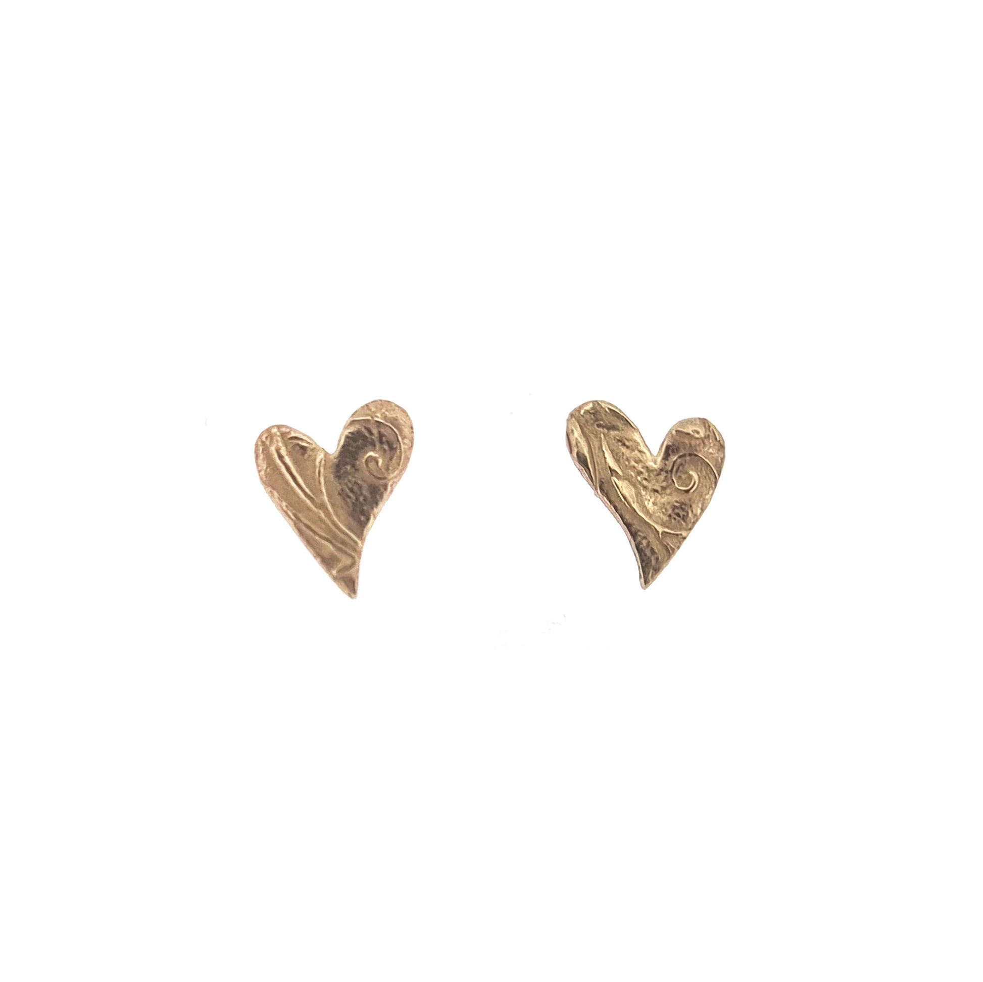 9ct yellow gold asymmetrical patterned stud earrings