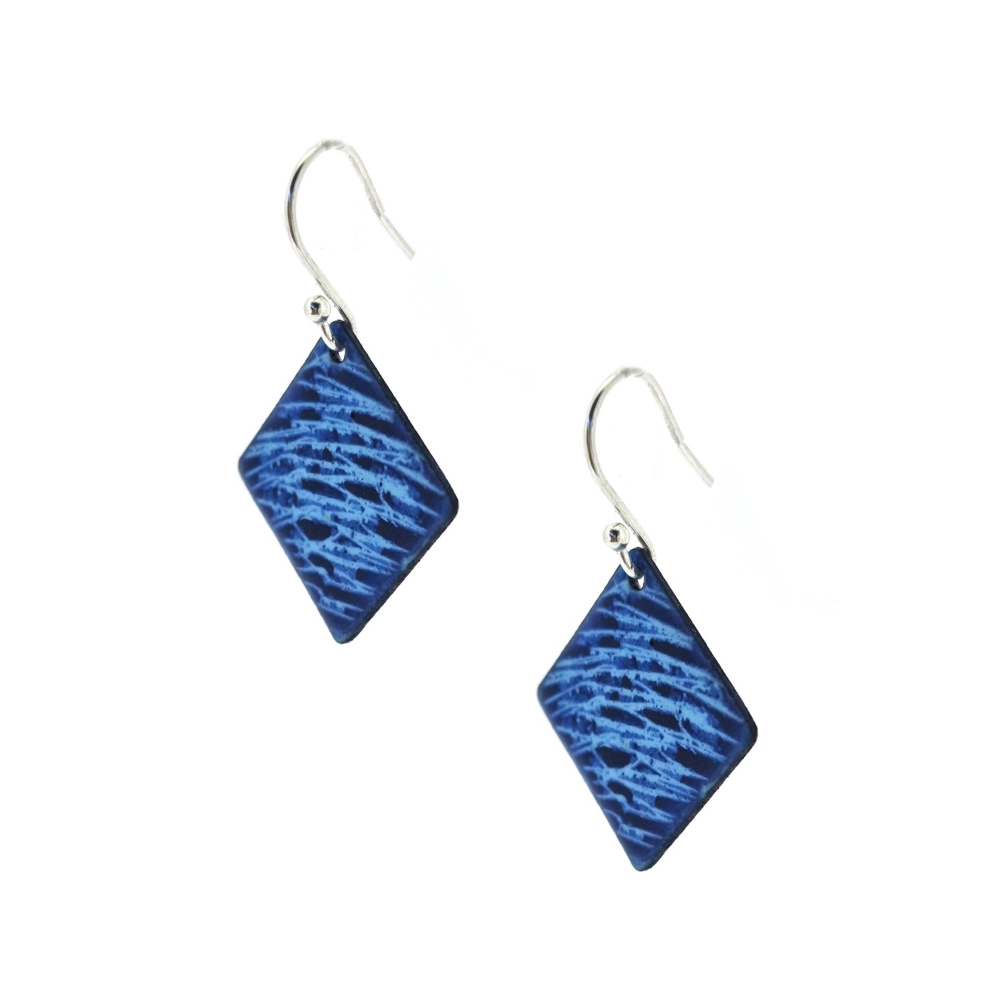 Blue enamel Firework square drop earrings