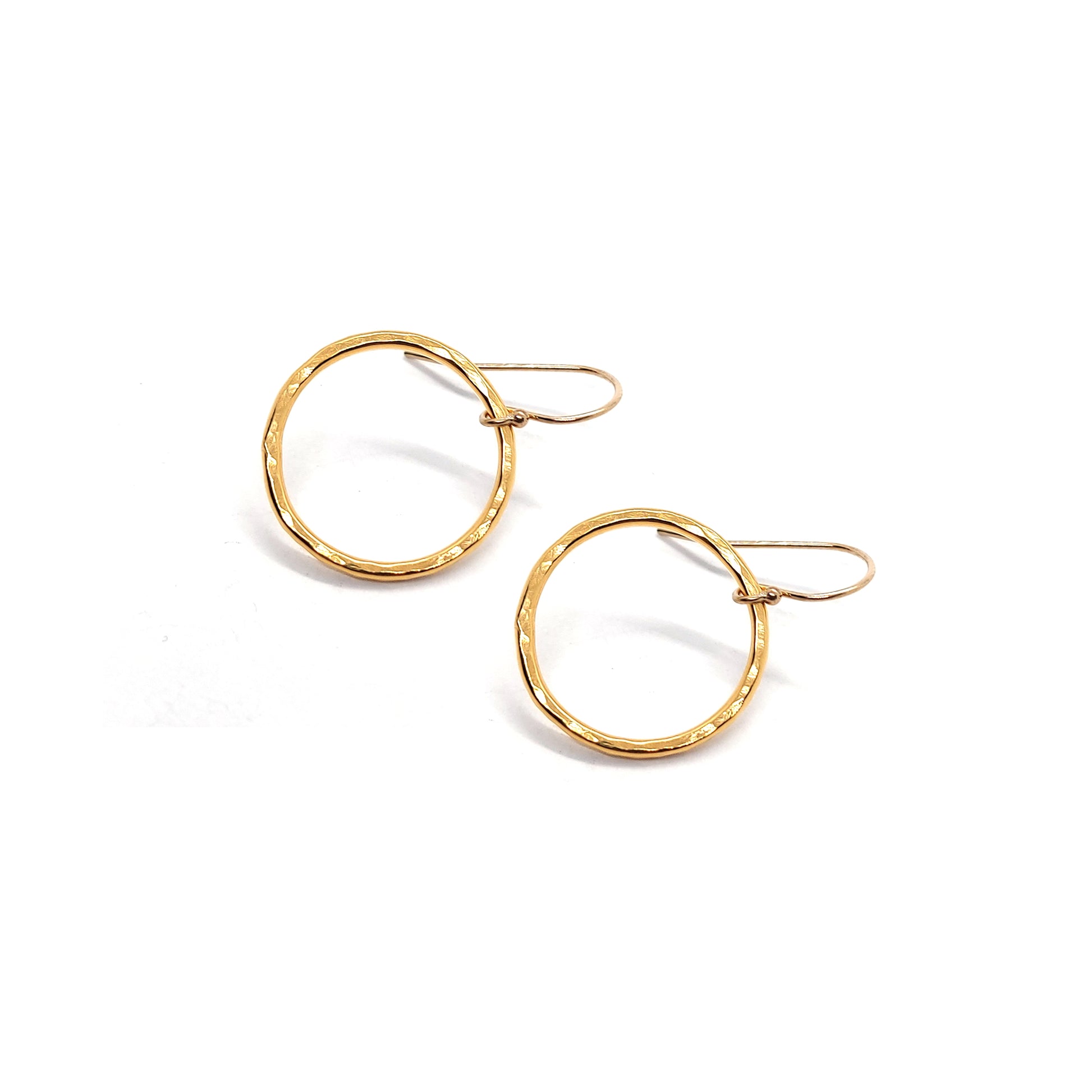 Yellow gold vermeil circle drop earrings. Large
