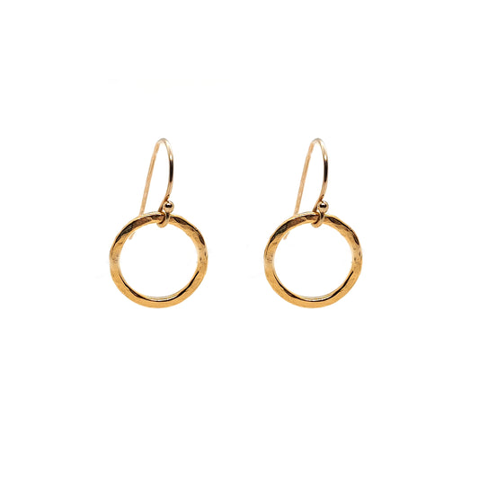 Yellow gold vermeil circle drop earrings. Small