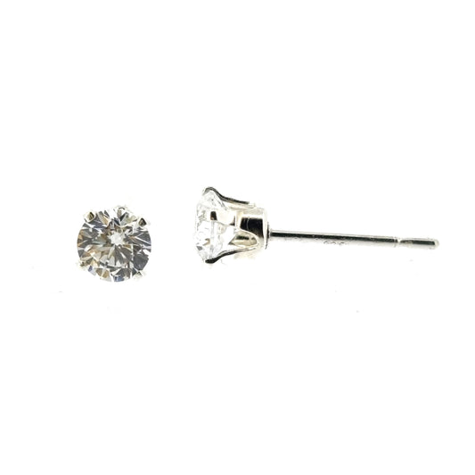 Silver 4 claw stud earrings with CZ gemstones - 4mm