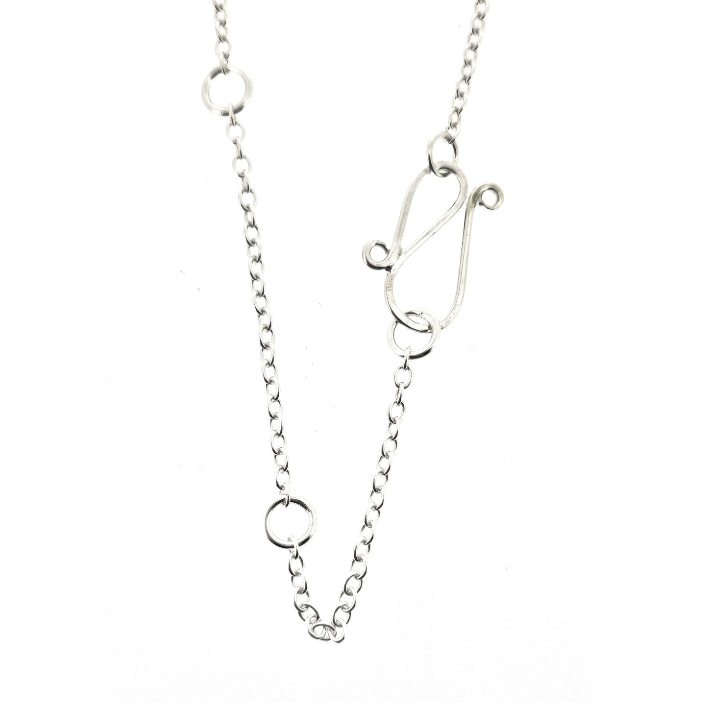 Silver chain with s-clasp and adjustable loops.