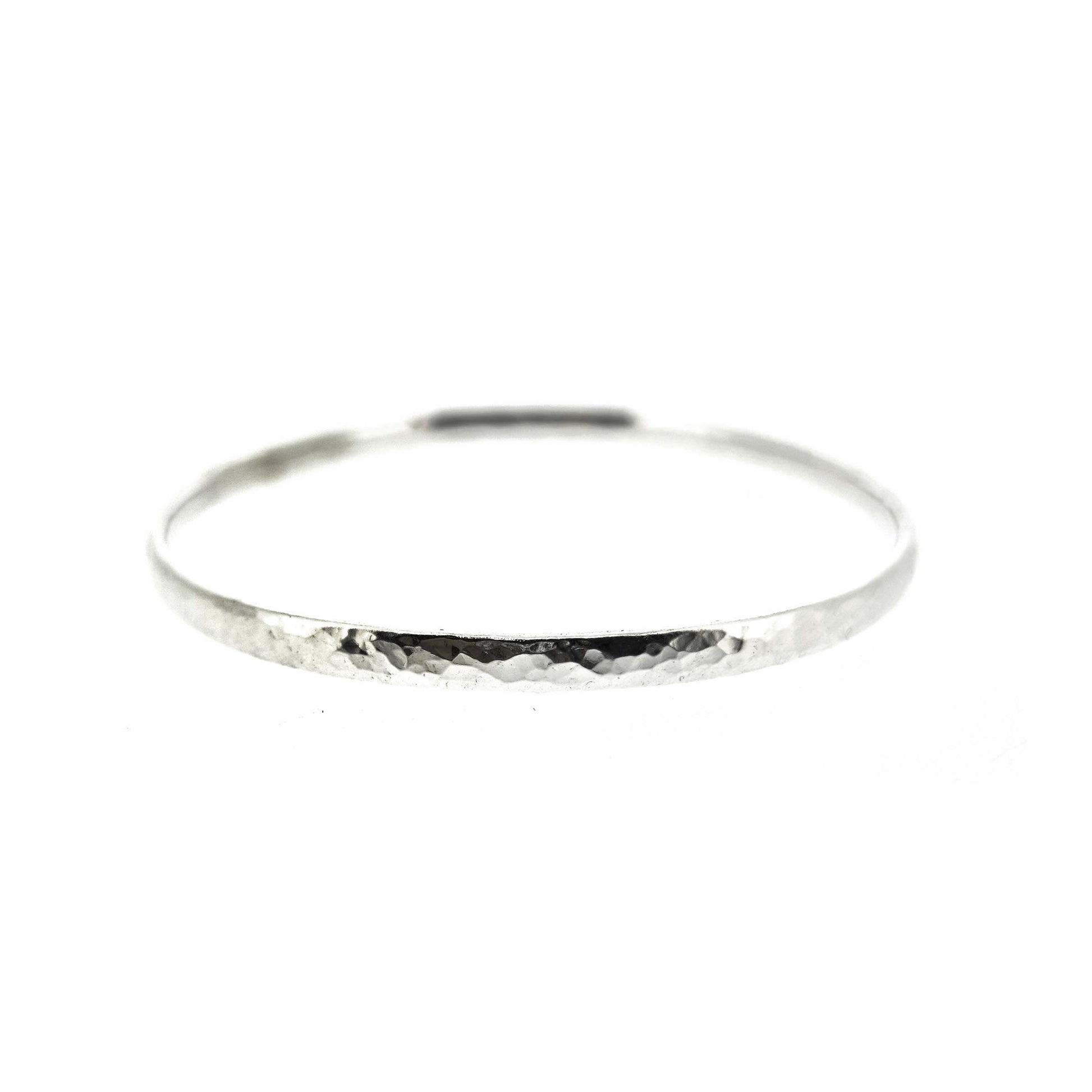 4mm wide hammered silver bangle