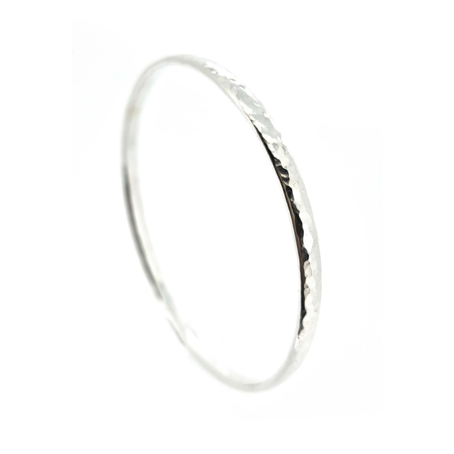 4mm wide hammered silver bangle