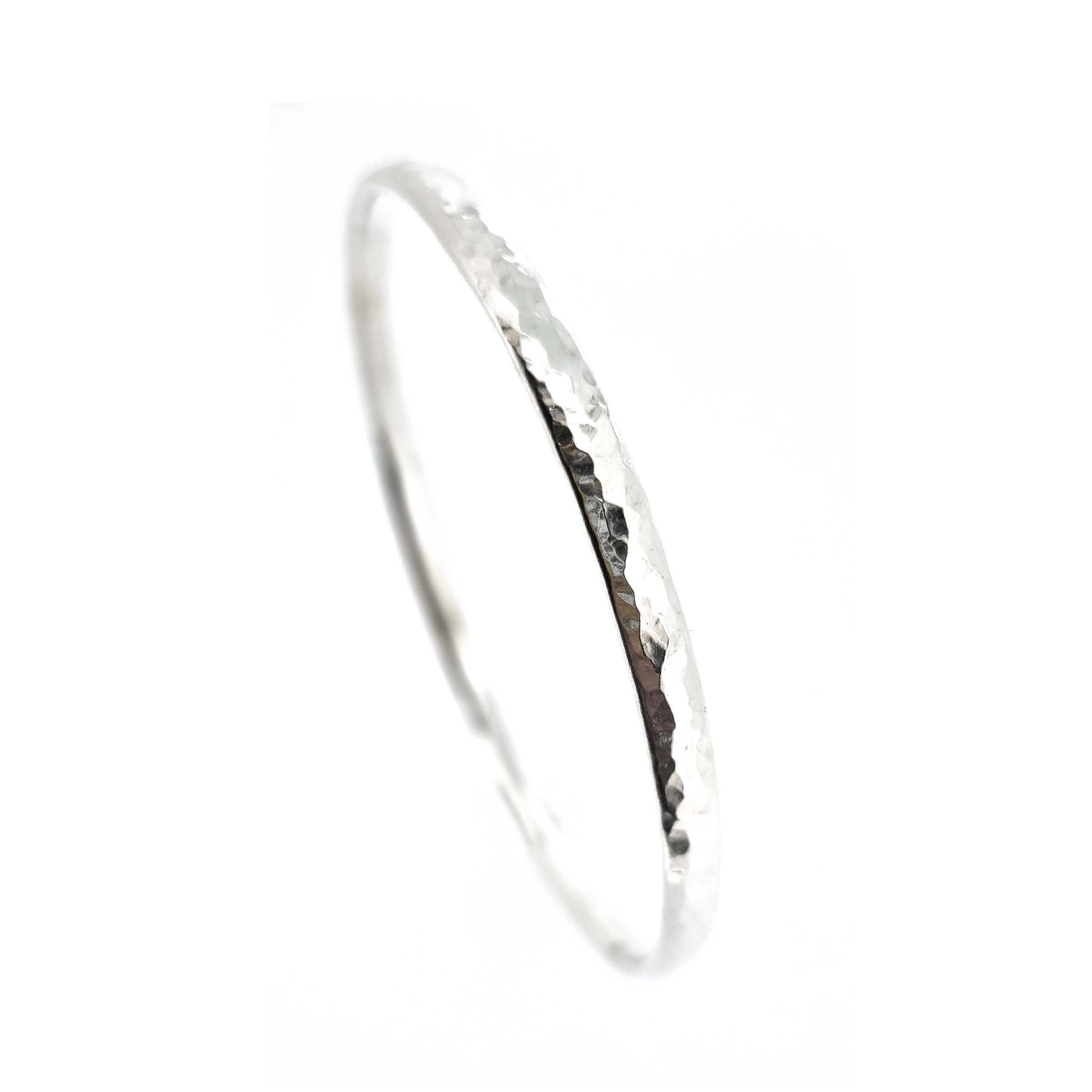 4mm wide hammered silver bangle