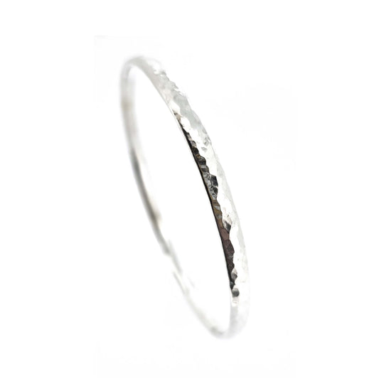 4mm wide hammered silver bangle