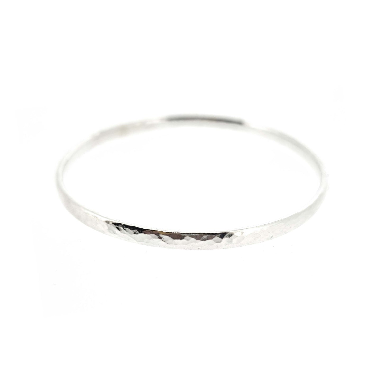 4mm wide hammered silver bangle