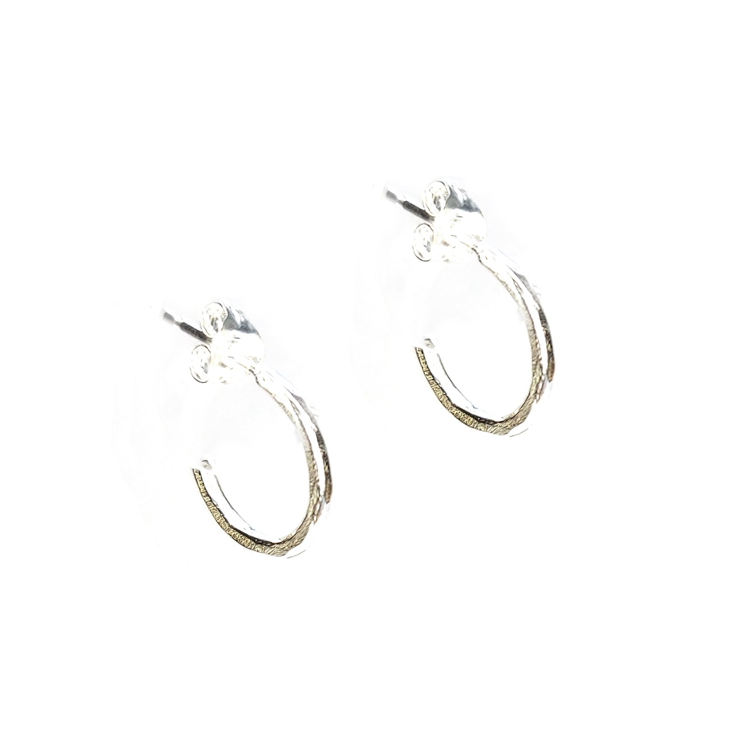 Silver thin hammered hoop earrings - small.