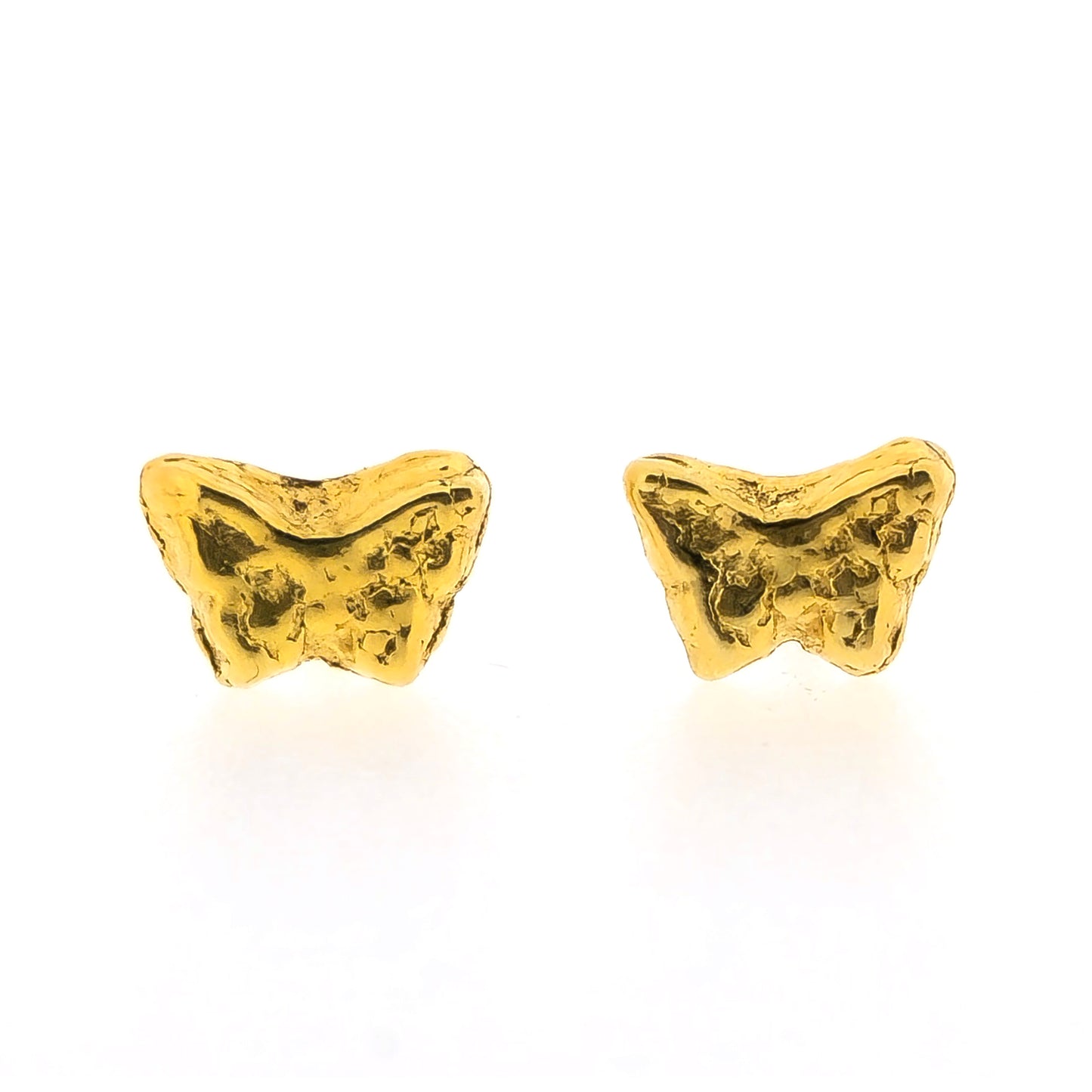 Yellow gold vermeil tiny textured butterfly stud earrings.