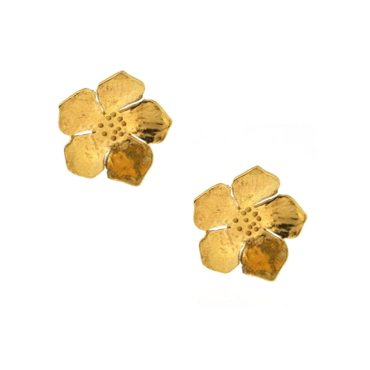 Yellow gold vermeil 5 petal flower stud earrings