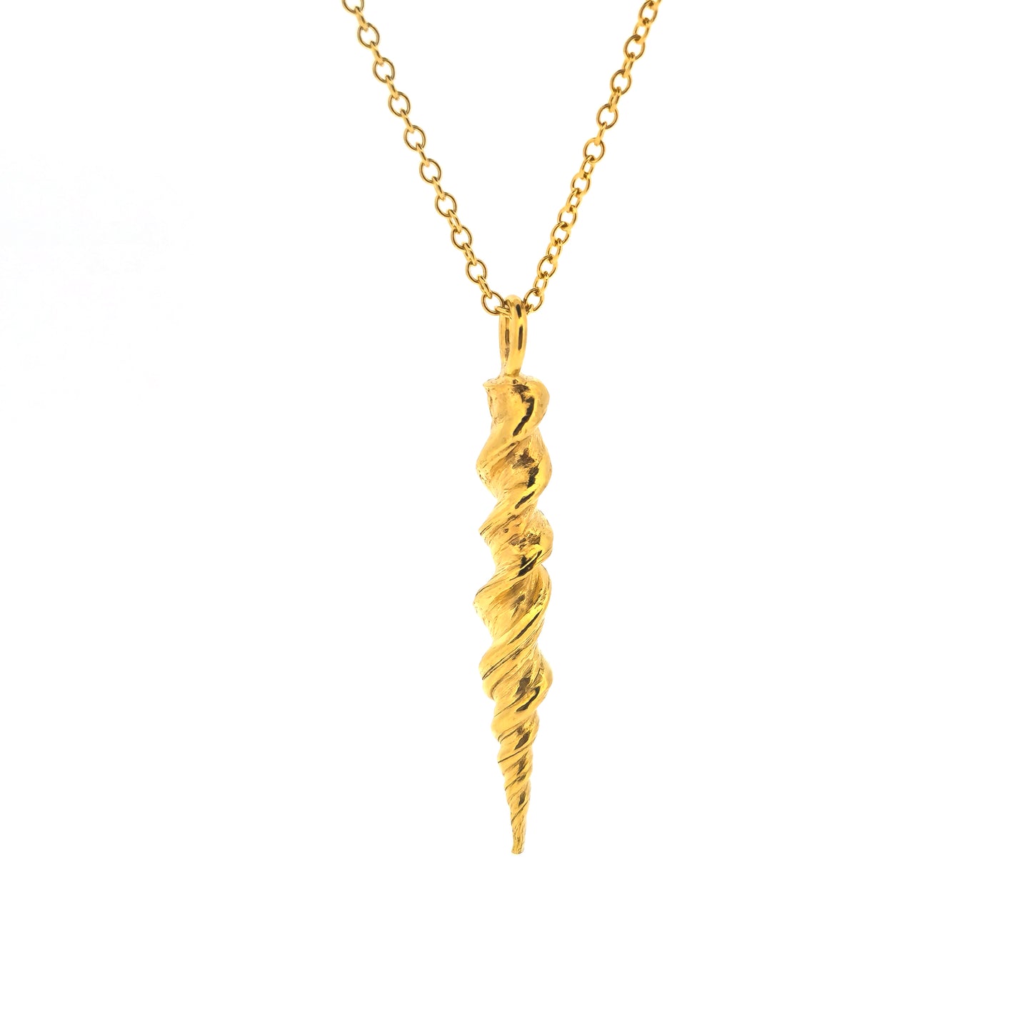 Yellow gold vermeil twist pendant on a yellow gold vermeil chain. 