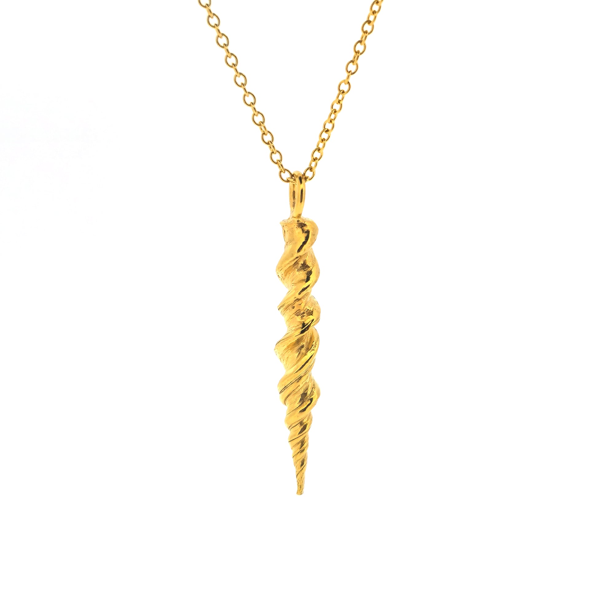 Yellow gold vermeil twist pendant on a yellow gold vermeil chain. 