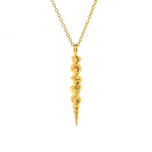 Yellow gold vermeil twist pendant on a yellow gold vermeil chain. 